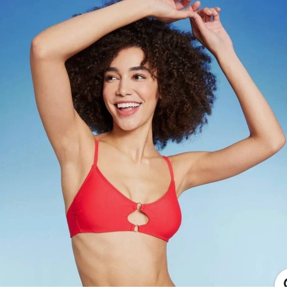 Wild Fable Women's Ring Front Bralette Bikini top red
